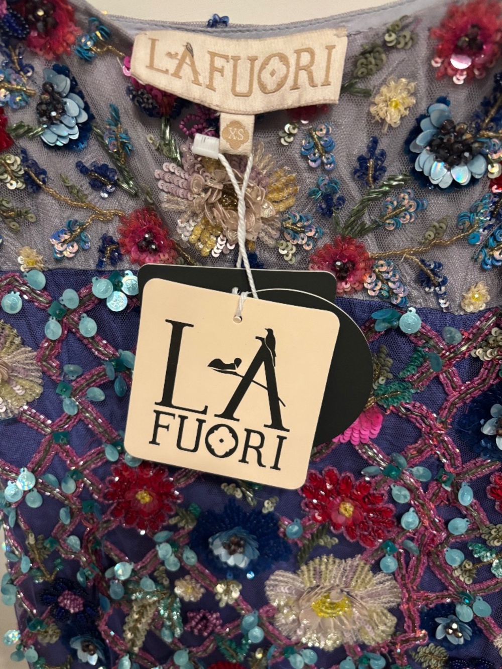 La Fuori Gilded Flora Midi Dress Blue/Multi - Picture 9 of 12